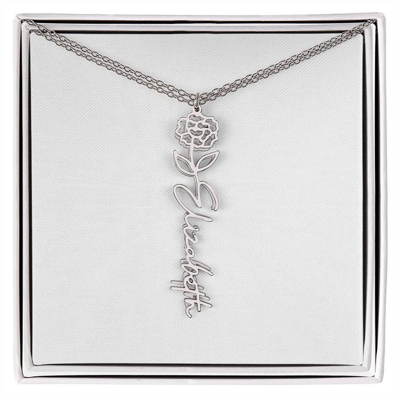 Cherish Elegance: Personalized Rose Signature Necklace – A Timeless Treasure