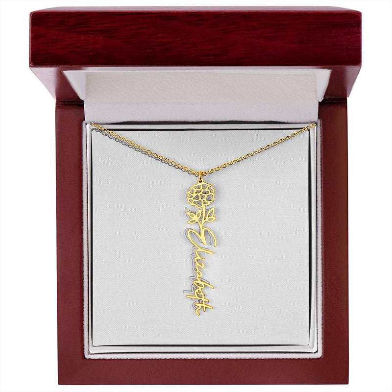 Cherish Elegance: Personalized Rose Signature Necklace – A Timeless Treasure