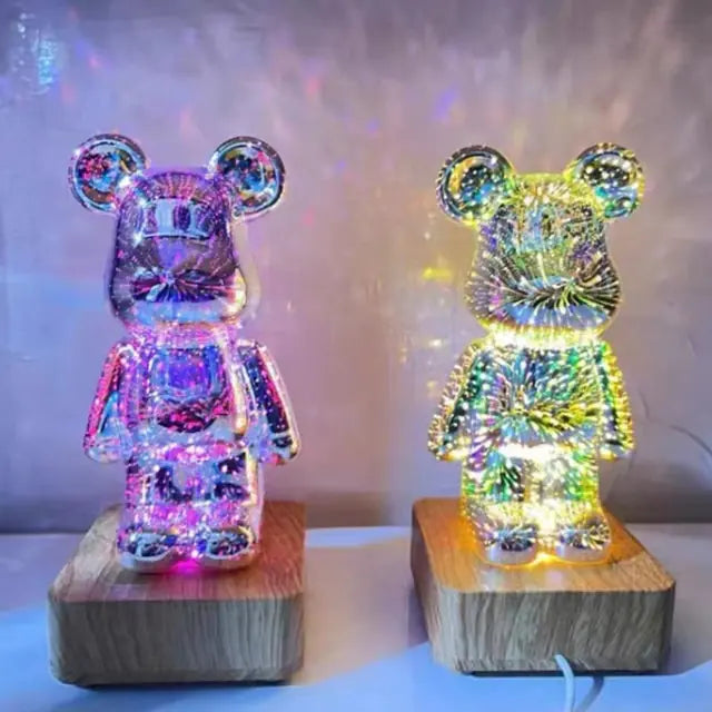 Enchanting Bear 3D Firework Lamp: Illuminate Your Space with a Magical Glow