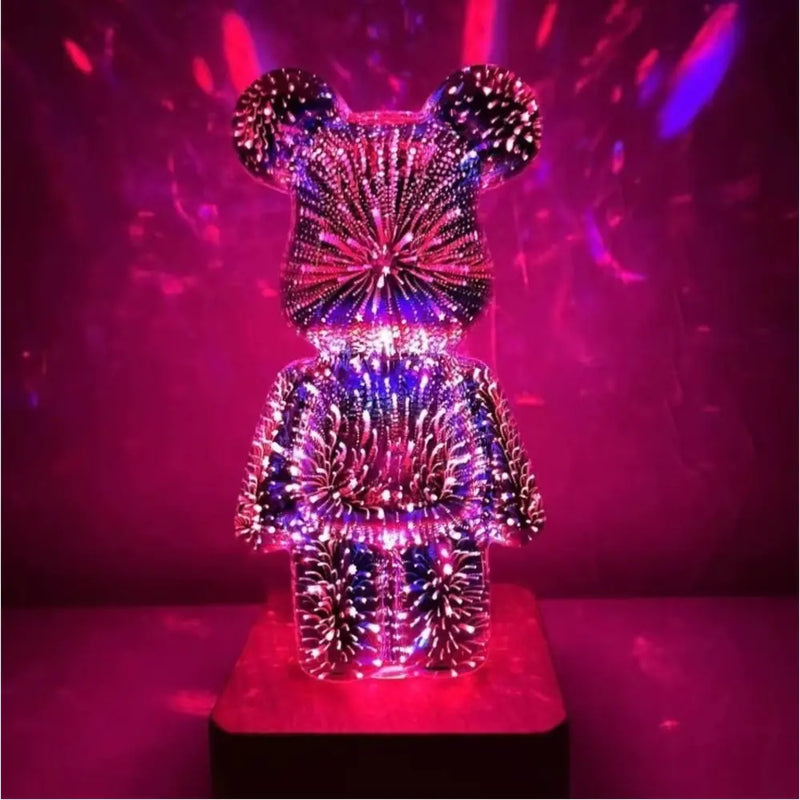 Enchanting Bear 3D Firework Lamp: Illuminate Your Space with a Magical Glow