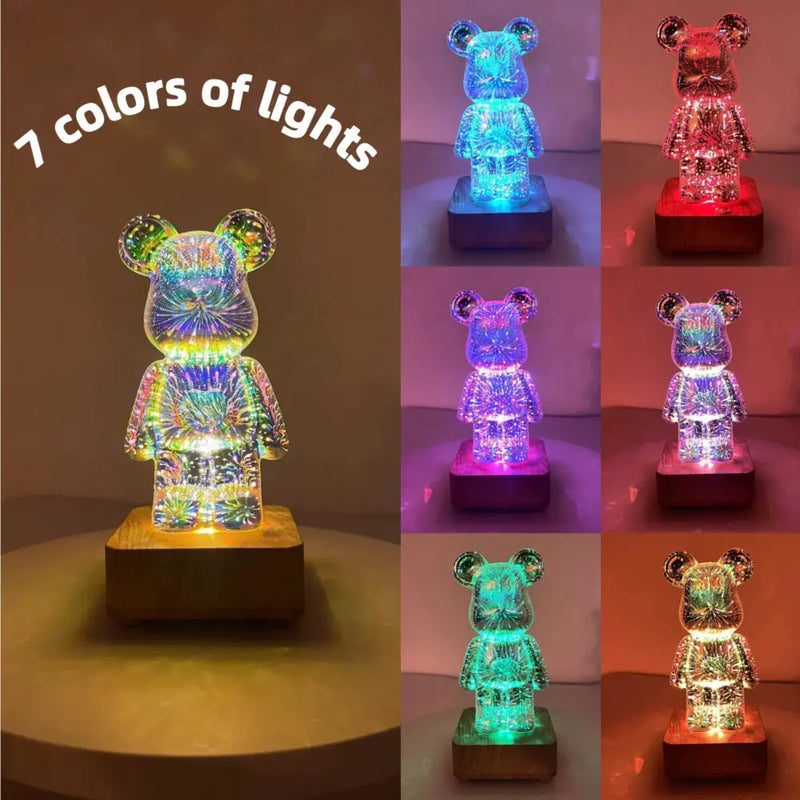 Enchanting Bear 3D Firework Lamp: Illuminate Your Space with a Magical Glow