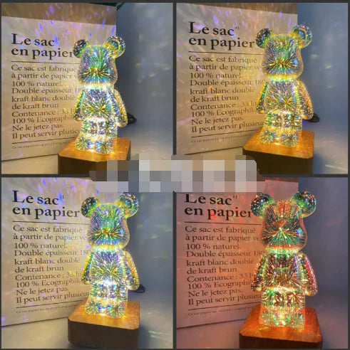 Enchanting Bear 3D Firework Lamp: Illuminate Your Space with a Magical Glow